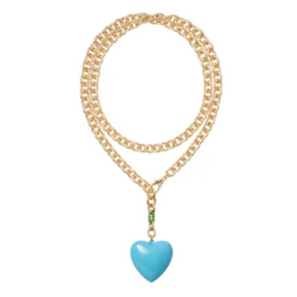 BEST Roxanne Assoulin The Puffy Heart Necklace Blue - Picture 2 of 4